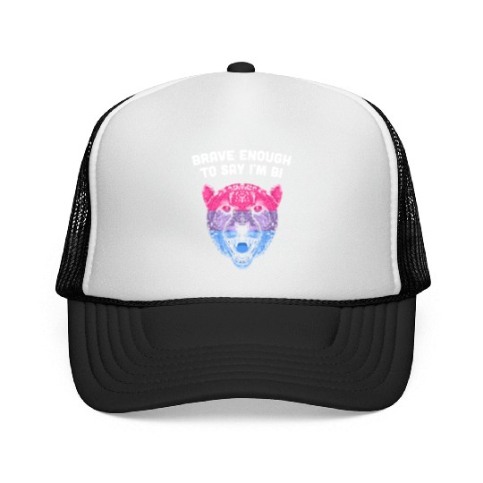Brave Enough to Say Im Bi Bisexual LGBTQ Bi Pride Trucker Caps