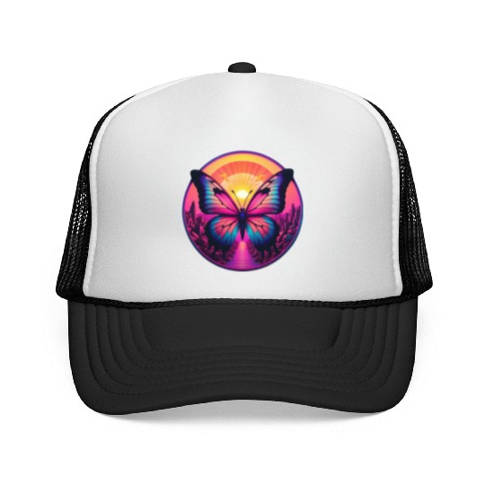Synthwave ButterFly at Sunset Trucker Caps