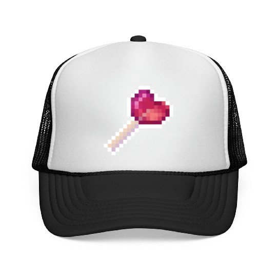 Pixel Art Sprite Cute Heart Lollipop Trucker Caps