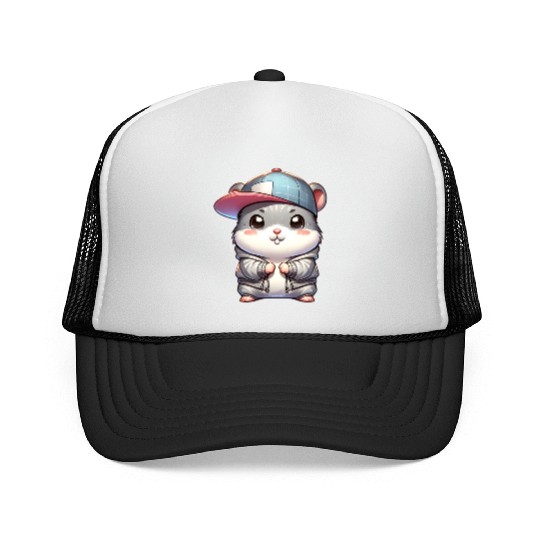 Light Gray Hip Hop Hamster Trucker Caps