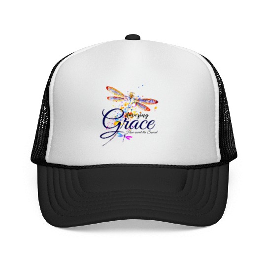 Amazing Grace Dragonfly splatter Trucker Caps
