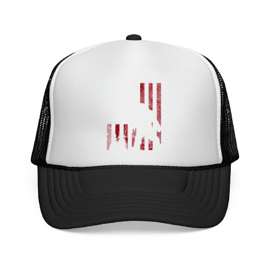 4th July Bigfoot Sasquatch US Flag Patriotic Trucker Caps
