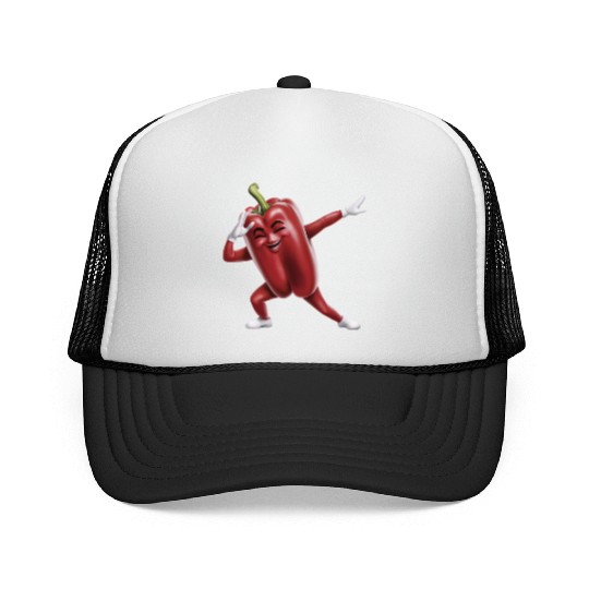 Red Bell Pepper Dabbing Realistic Trucker Caps