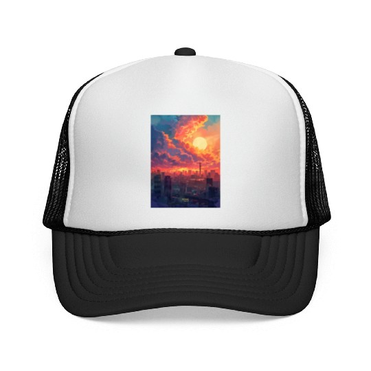 Beautiful Sunset in Tokyo City Japan Trucker Caps