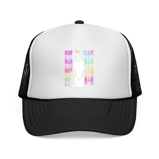 Colorful Text Art Design Dog Lover Border Collie Trucker Caps