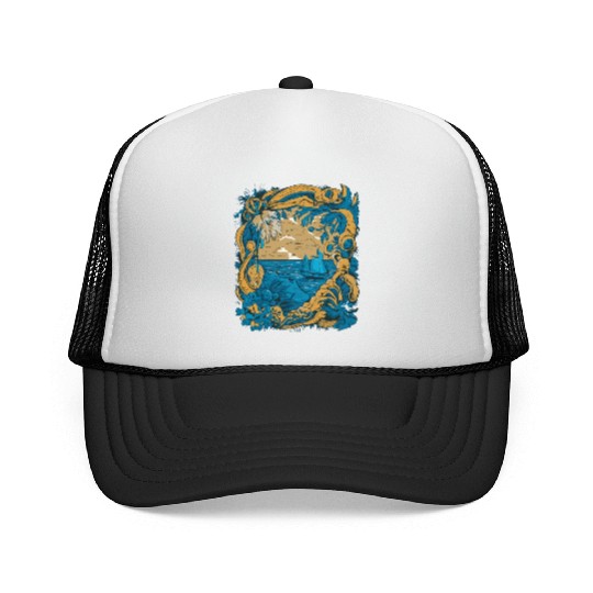 Sun Kissed Shores A Mediterranean Odyssey Trucker Caps