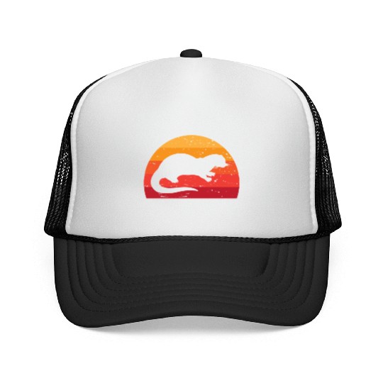 Sea Otter Sunset Retro Cute Lutra Animal Lover Fun Trucker Caps