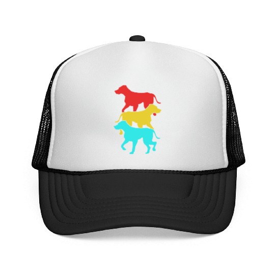 Colorful Retro Silhouette Rhodesian Ridgeback Dog Trucker Caps