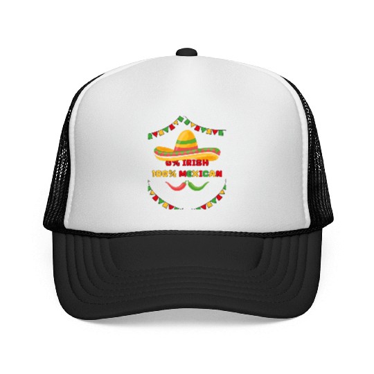 zero percent irish 100 percent mexican Trucker Caps