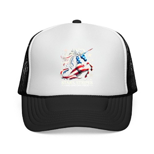 Star-Spangled Unicorn with American Pride and Trucker Caps