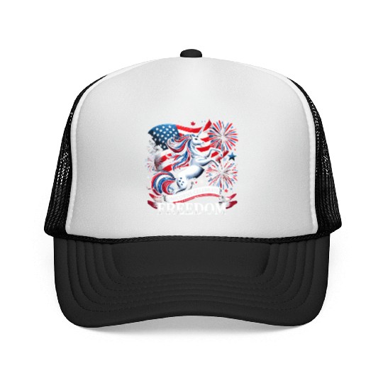 Star-Spangled Unicorn with American Pride and Trucker Caps