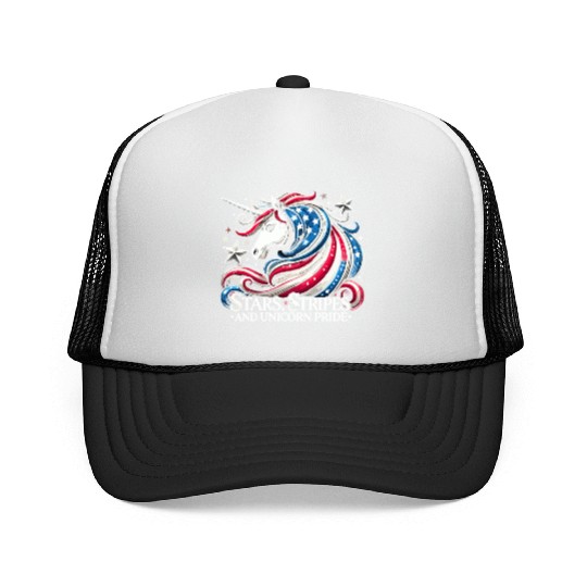 Star-Spangled Unicorn with American Pride and Trucker Caps
