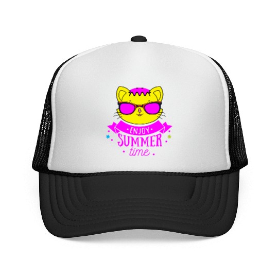 Enjoy Summer Time - Cool Cat Trucker Caps