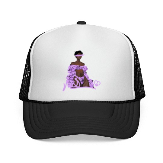 Body Of Art - Roses: Ebony On Purple Trucker Caps