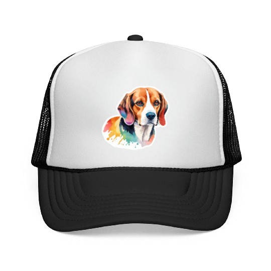 Beagle Watercolor Trucker Caps