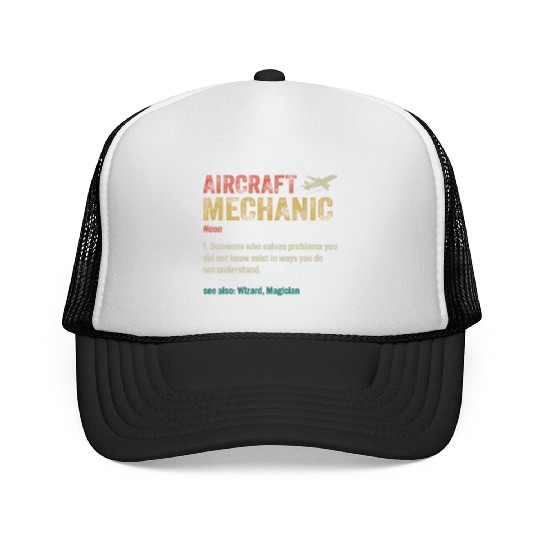 Aircraft Mechanic Funny Pilot & Aviation Airplane Trucker Caps
