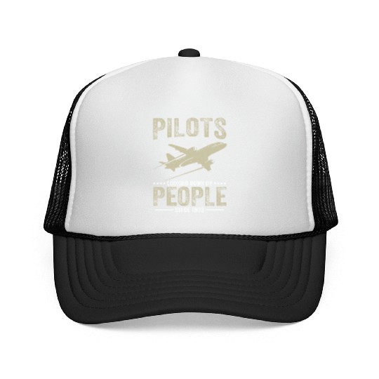 Pilots Looking Down On People Funny Aviation Airpl Trucker Caps