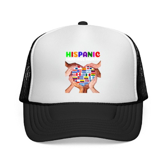Hispanic Heritage Month All Countries Heart Hands Trucker Caps