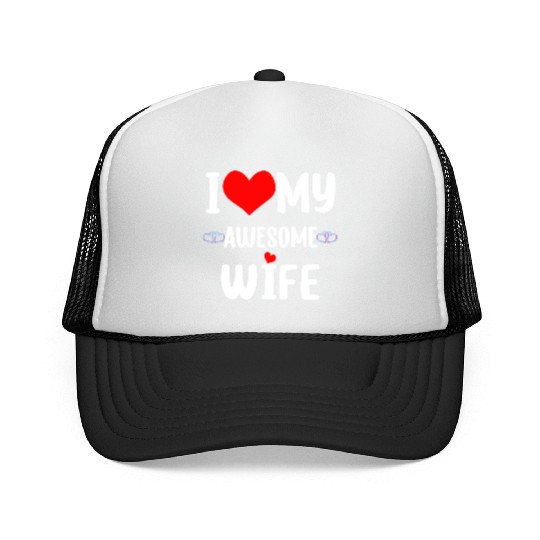 Valentine Red Heart With Love I Love My Wife Trucker Caps