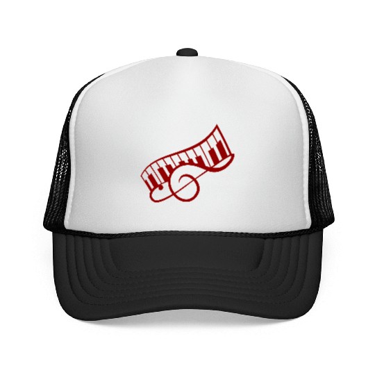 Music Clef Note Keyboard Piano Keys Party Treble Trucker Caps