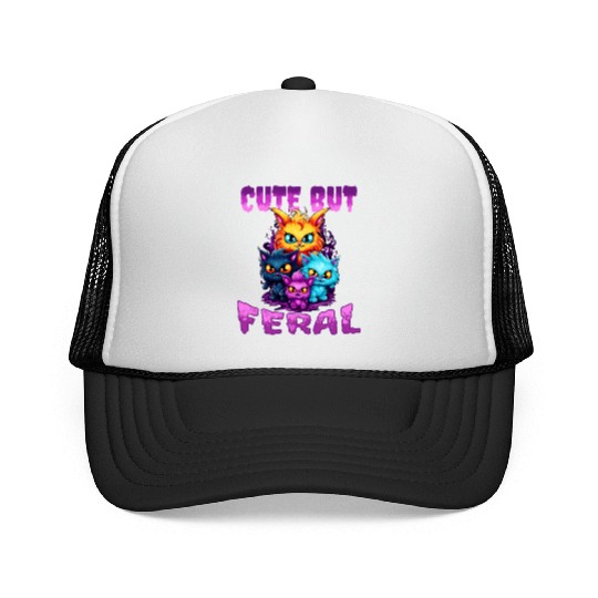 Cute but Feral! Wild Cat Party Concert Cat Lovers Trucker Caps