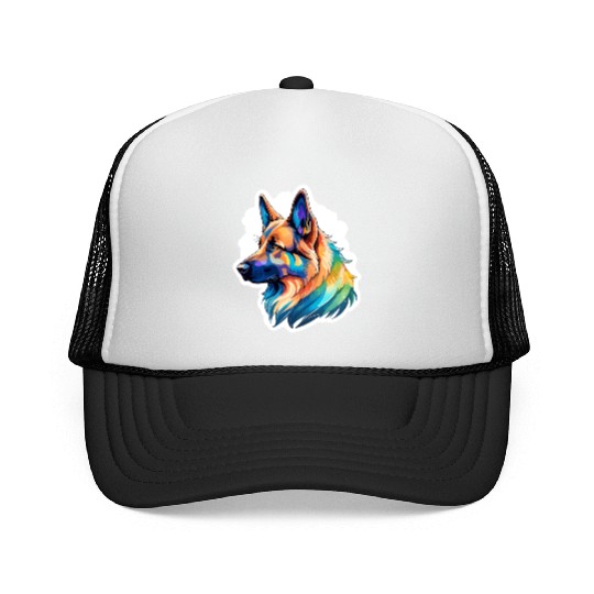 German Shepherd Watercolor Trucker Caps