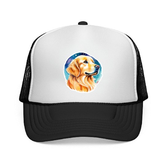 Golden Retriever Watercolor Trucker Caps