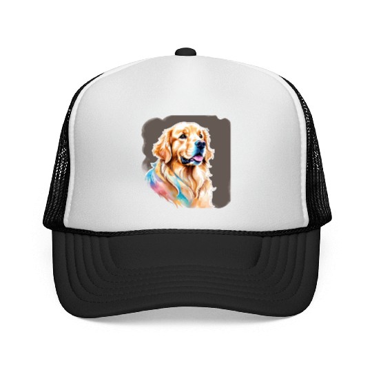 Golden Retriever Watercolor Trucker Caps