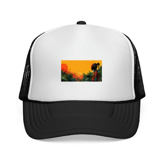 Digital Warrior: Tropical Twilight Trucker Caps
