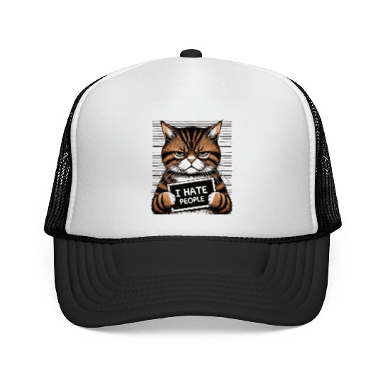 Funny Grumpy Cat: I Hate People-I Hate People Cat Trucker Caps