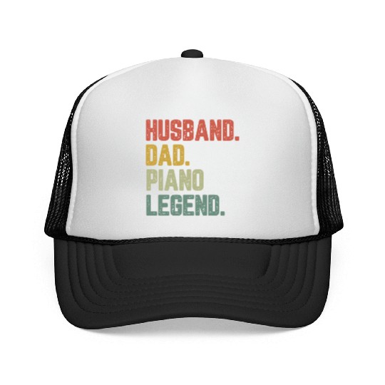 Husband Dad Piano Legend Funny Father Trucker Caps