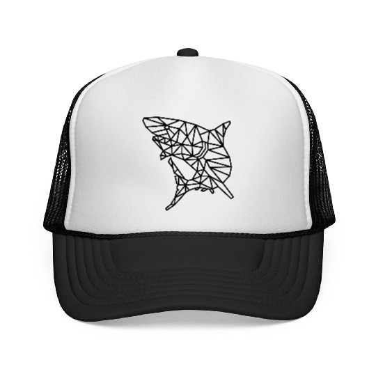 Jaws of Style: Geometric Shark Fashion Trucker Caps