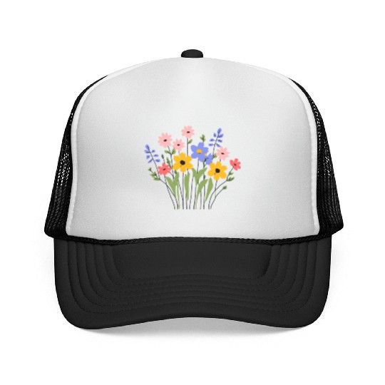 Women Wildflower Summer Flowers Blooming Trucker Caps