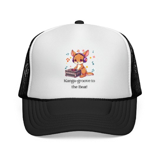 "Kanga-groove to the Beat" DJ Kangaroo Design Trucker Caps