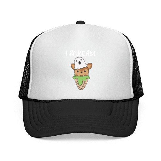 Deer Halloween Ghost I Scream Ice Cream Pun Trucker Caps
