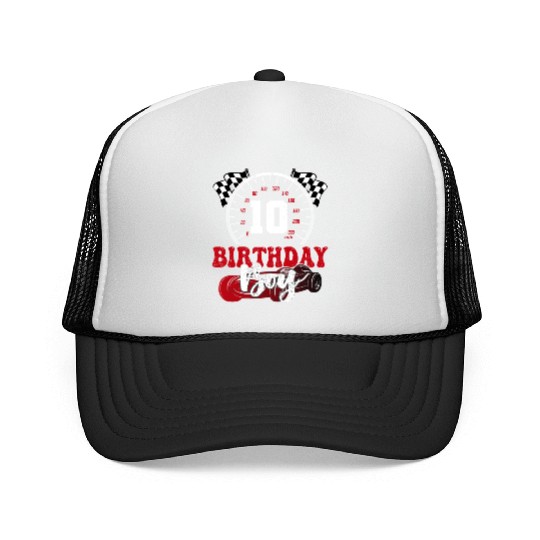 Race Car 10th Birthday Boy Party Pit Crew Trucker Caps