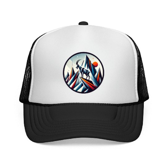 Abstract mountain goat Trucker Caps