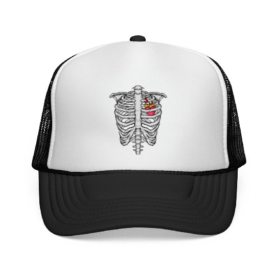 Skeleton Heart Trucker Caps