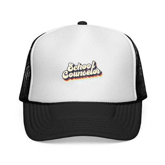 School Counselor Retro Vintage Trucker Caps