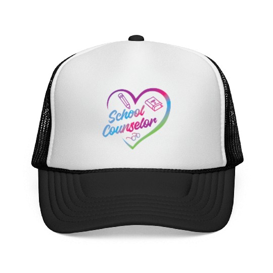 School Counselor Heart Watercolor Trucker Caps