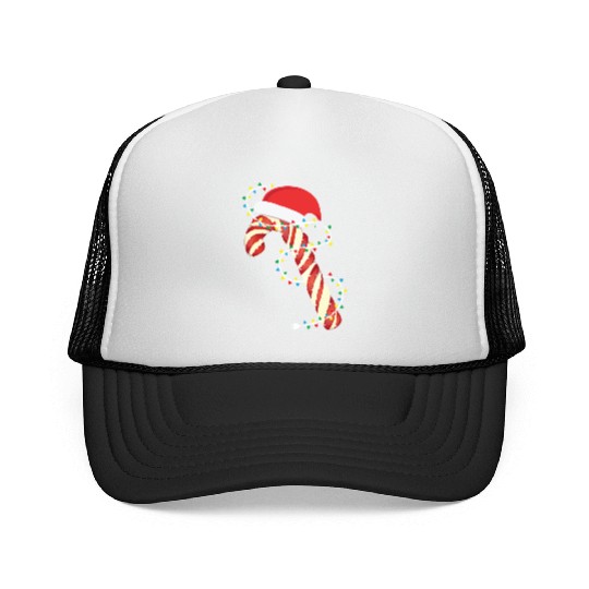 Christmas Candy Cane Santa Xmas Kids Toddler Youth Trucker Caps