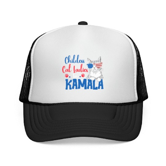 Childess Cat Ladies for Kamala Trucker Caps