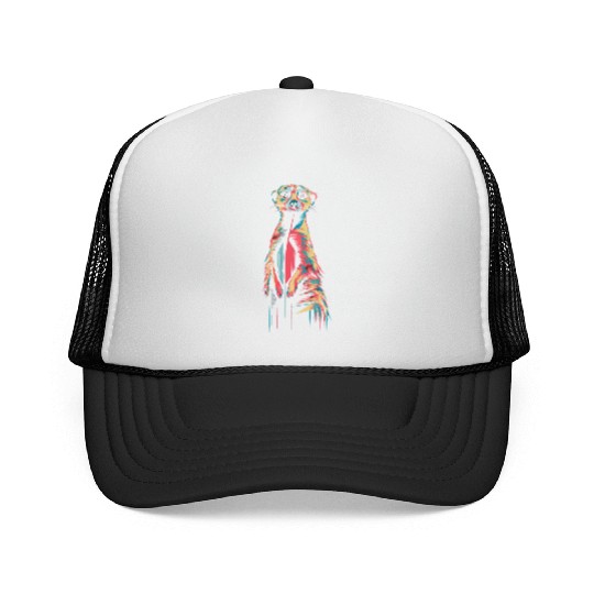 Vibrant Meerkat Illustration Neon Colors Trucker Caps