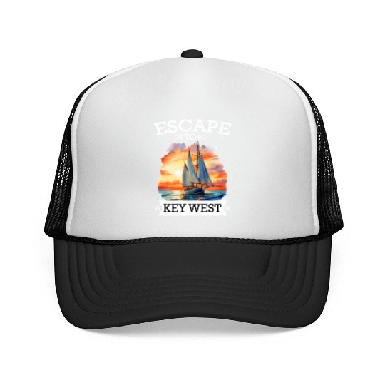 Florida ESCAPE TO KEY-WEST Sailing Outfit Trucker Caps
