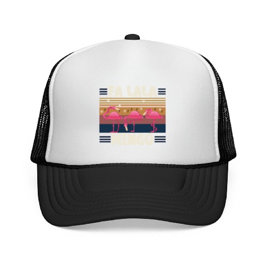 Candy Cane Flamingoes Fa La La MINGO Flamingo Trucker Caps
