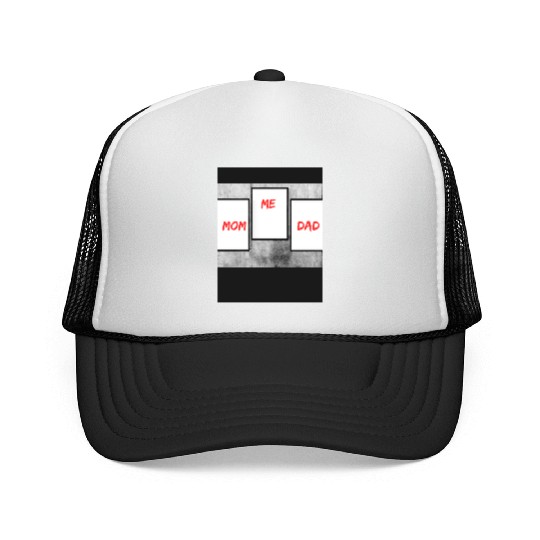 Family Love Trio: Mom, Me, and Dad Frames Trucker Caps