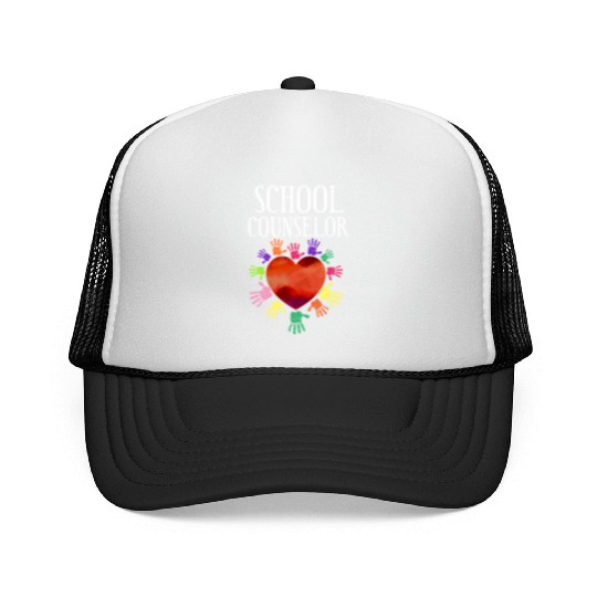 School Counselor Heart Trucker Caps