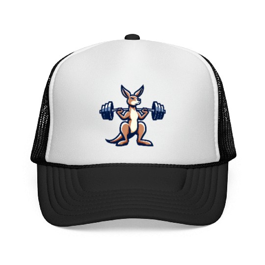 Kangaroo Barbell Weight Gym Fitness Workout Trucker Caps