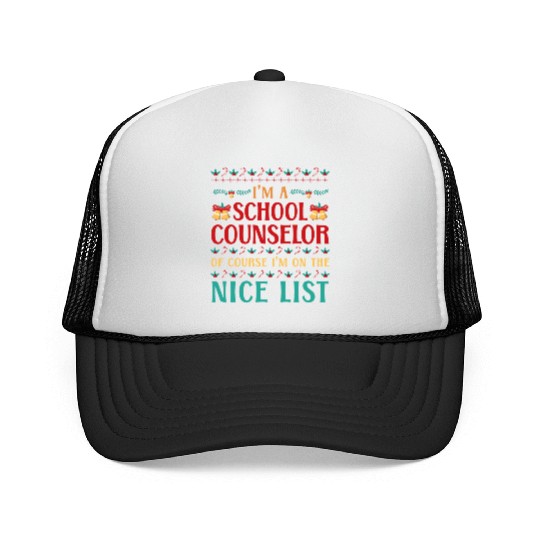 School Counselor Christmas Ugly Trucker Caps