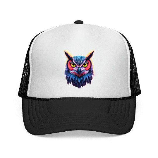 The Owl s look in neon art Trucker Caps